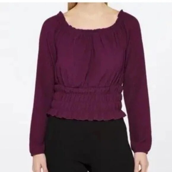 NEW | The General Good Piper Long Sleeve Top Off Shoulder or On  Shoulder Wine L - Picture 2 of 5